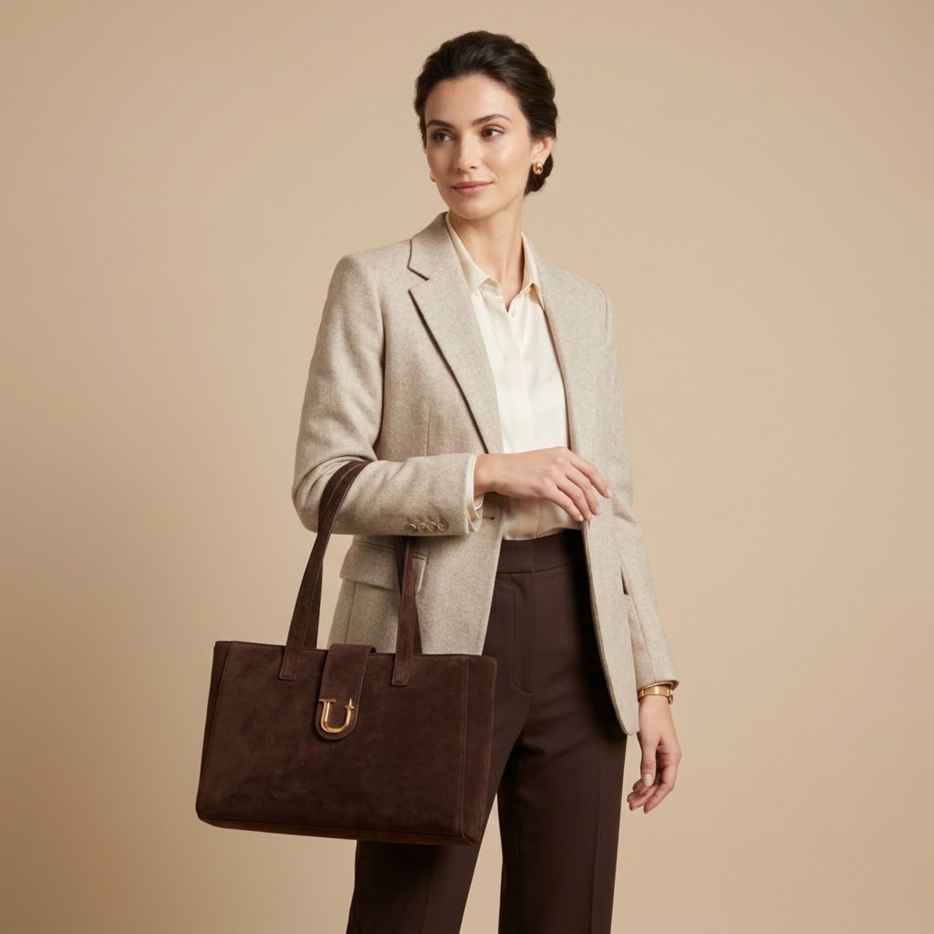 BORSA  SHOPPER  CON TRACOLLA  BROWN SUEDE 4US CESARE PACIOTTI 4US SUSANNE