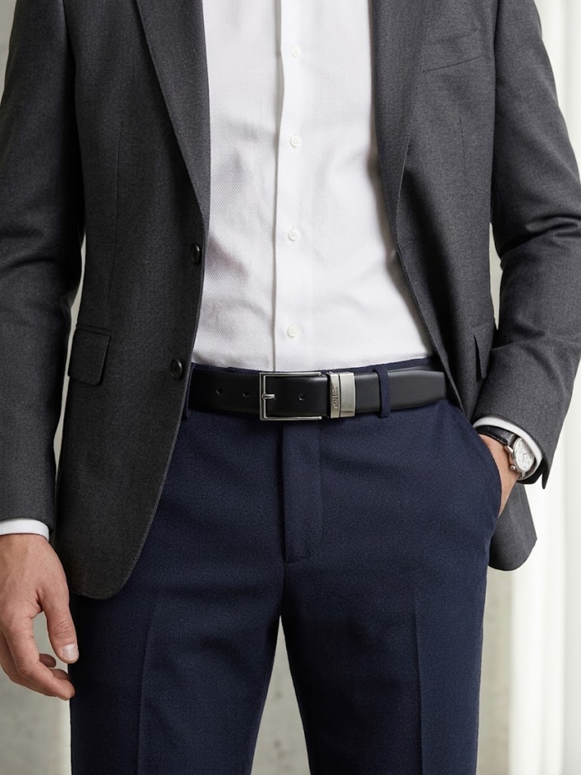 CINTURA UOMO PELLE DOUBLE NERO/BLU  11222 4US PACIOTTI DOUBLE
