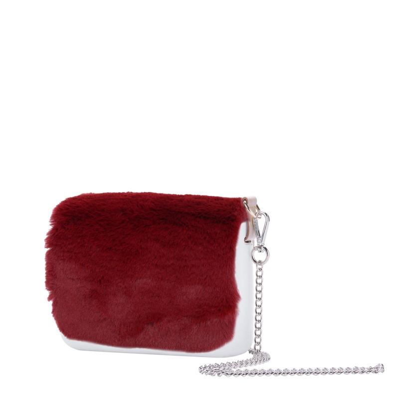 O pocket con pattina ecopelliccia lapin rex marsala manici a catena   O-pocket O Bag