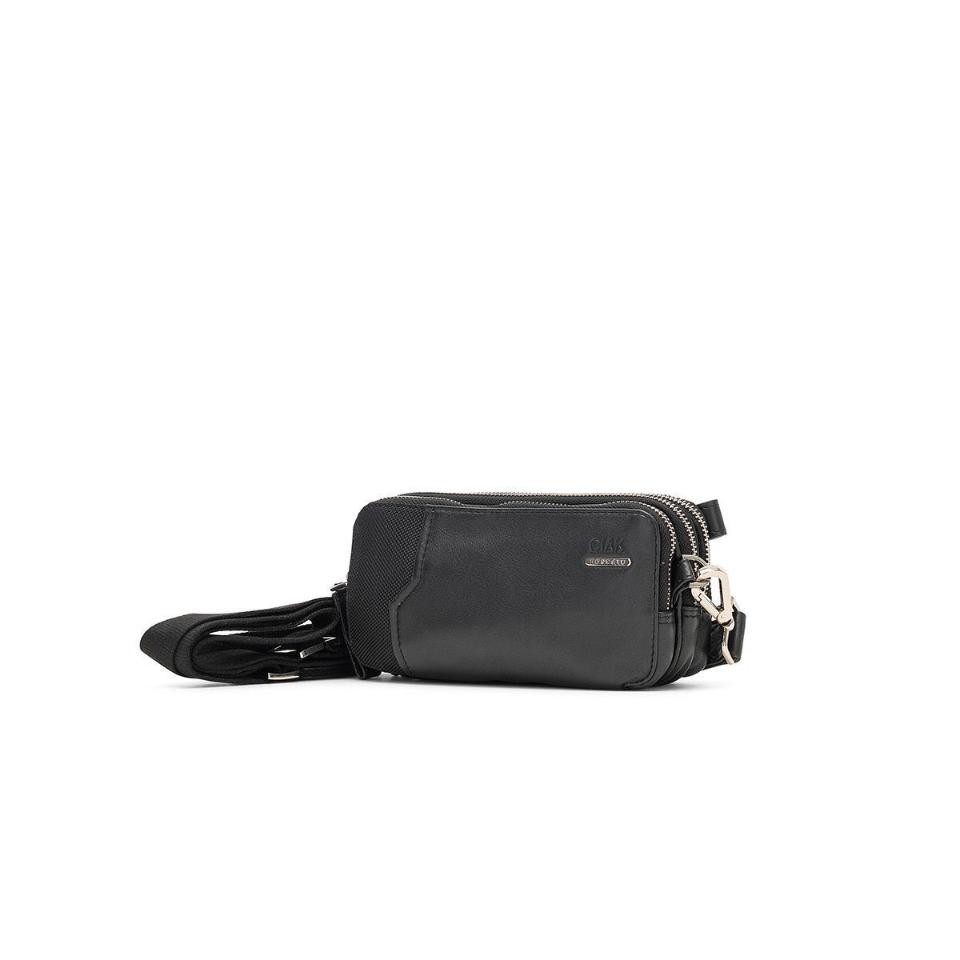 Pochette uomo Linea Squadra Pelle e Nylon 3 Zip-Nero RONCATO