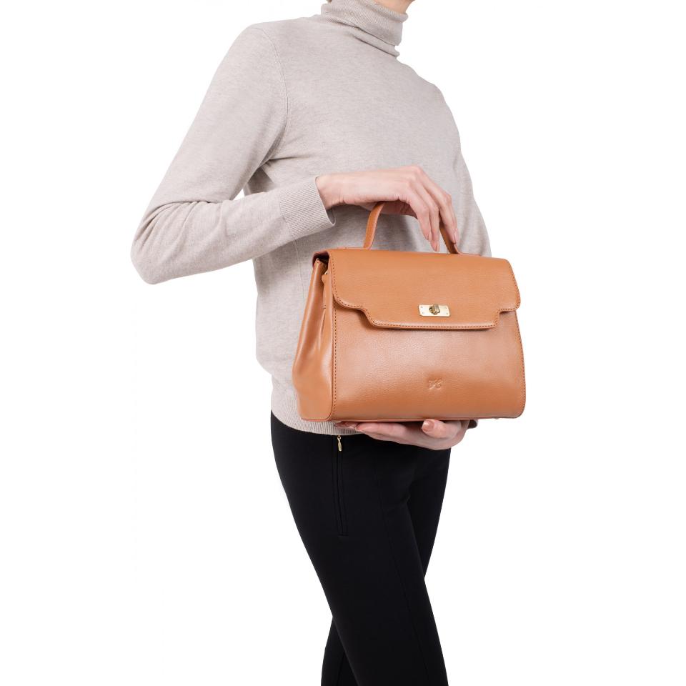 BORSA A MANO IN PELLE DI VACCHETTA LINEA BASTILLE HEXAGONA