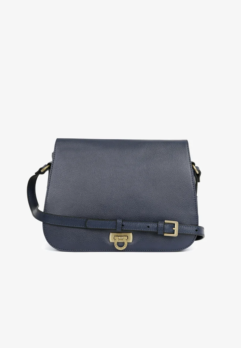 BORSA A SPALLA BLU  IN PELLE DI VACCHETTA LINEA  REPUBBLIQUE HEXAGONA