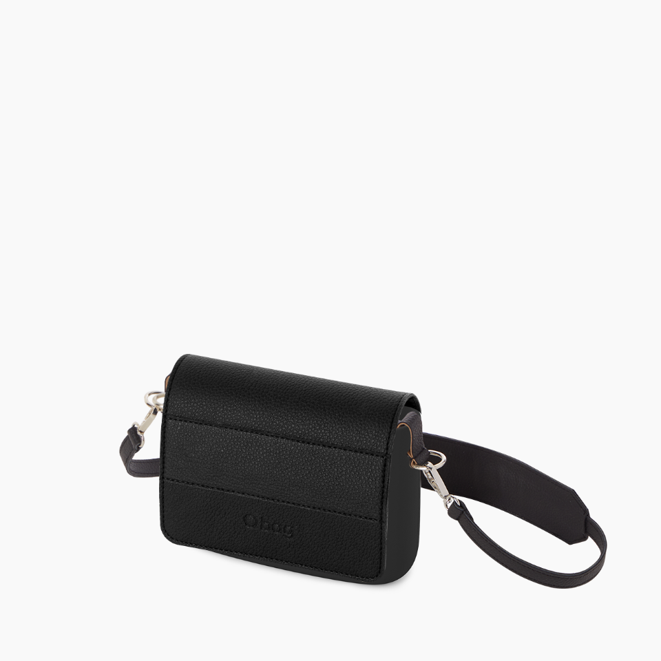 Borsa a tracolla con patta bottalato O GLAM  NERO O Bag