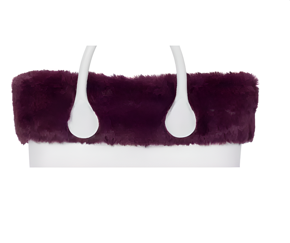Bordo ecopelliccia mini  lapin rex melanzana O bag Dimensione 40cm largh., 16cm alt. O Bag