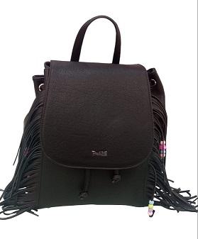 BORSA A ZAINO NERA CON FRANGIE  PASH BAG +SCIARPA IN OMAGGIO Linea LIPSTICK L'Atelier du Sac