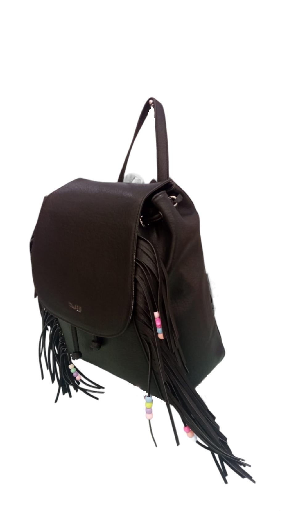 BORSA A ZAINO NERA CON FRANGIE  PASH BAG +SCIARPA IN OMAGGIO Linea LIPSTICK L'Atelier du Sac