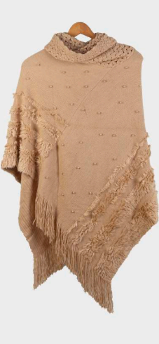 Poncho donna con applicazioni perle bianco 3512314 KBAS