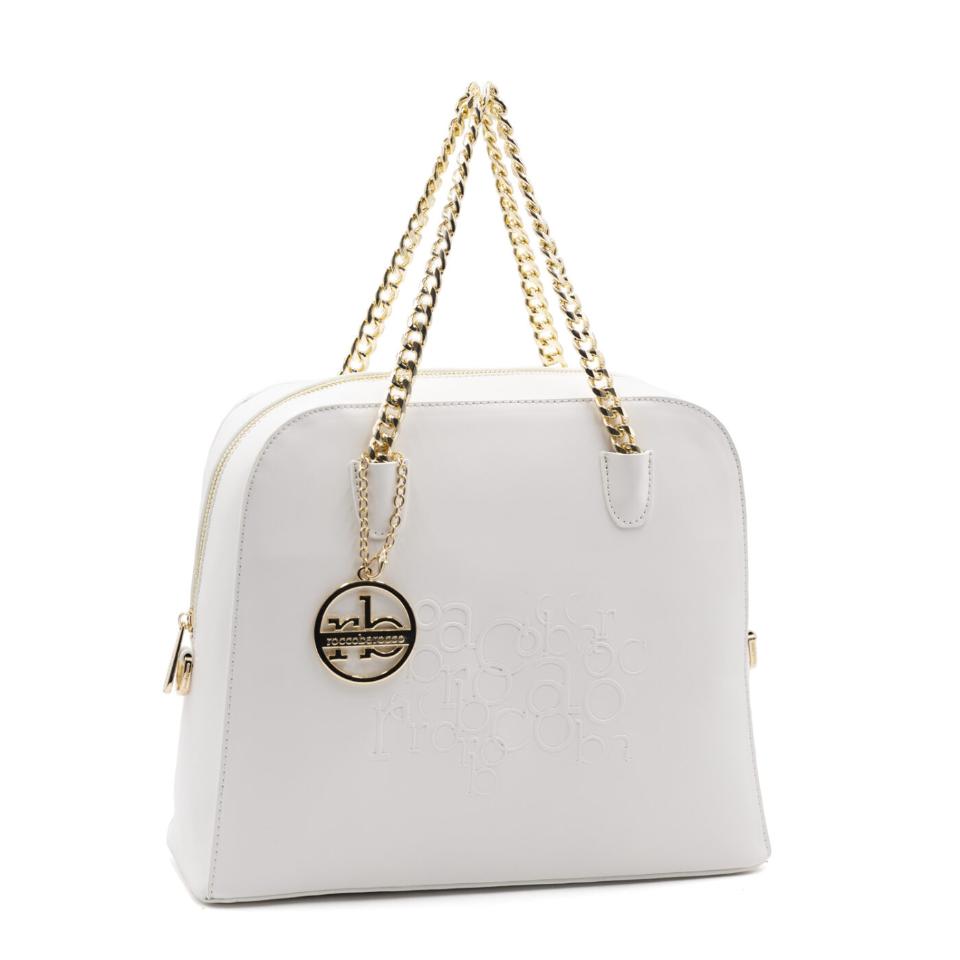BORSA A MANO CON CATENA E TRACOLLA BIANCA Linea Angelina RBR910B5803 ROCCOBAROCCO