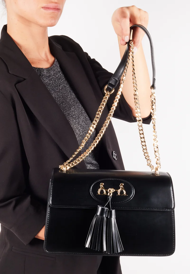 Borsa a tracolla con catena Nera LINEA MADAME MODELLO ALICIA ATELIER DU SAC