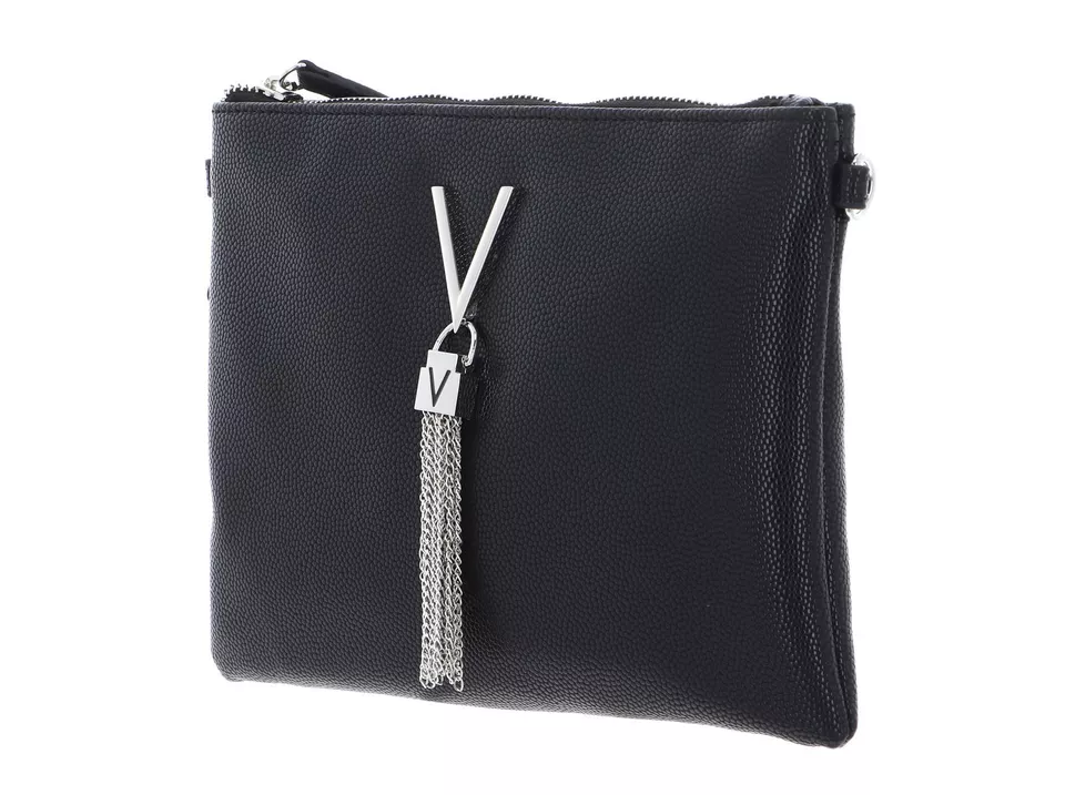 Borsa Pochette in grana  metalizzata con catena  nera VALENTINO LINEA  DIVINA