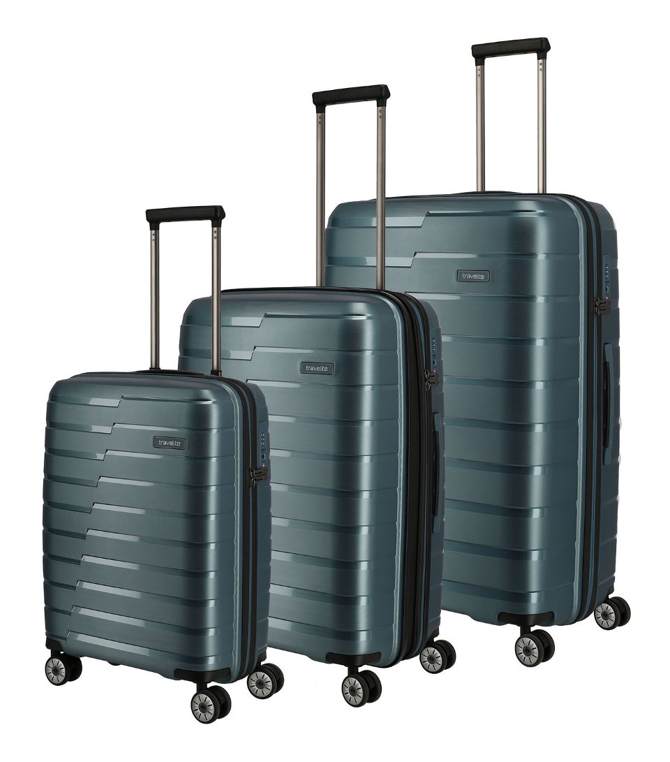 Set 3 trolley grande - medio - cabina blu ghiaccio Espandibile TRAVELITE Linea AIR BASE