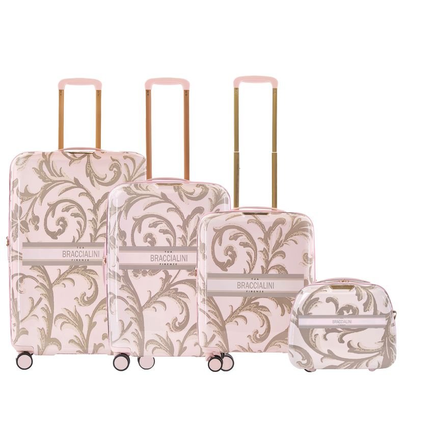 Set 3 trolley grande - medio - cabina + beauty case  Espandibile Flower BRACCIALINI ARTE