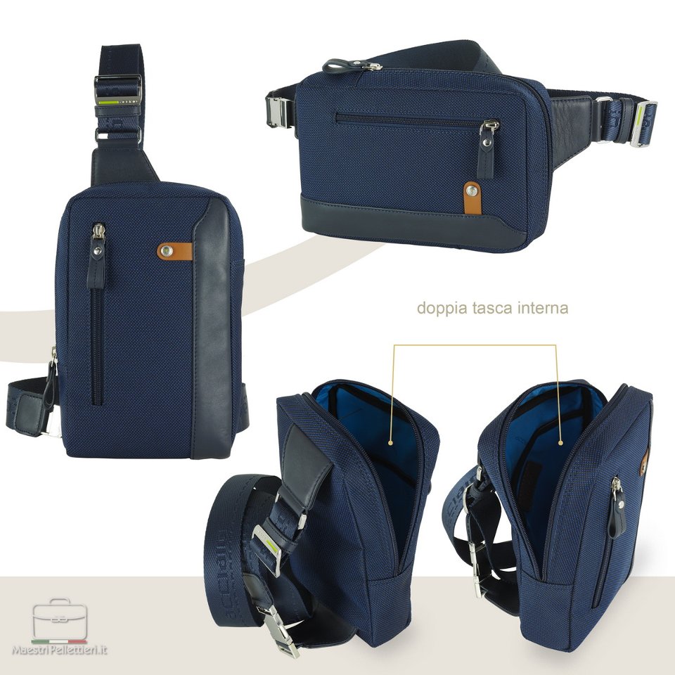 Monospalla  Marsupio uomo  piccolo MAESTRI PELLETTIERI Linea Acciaio