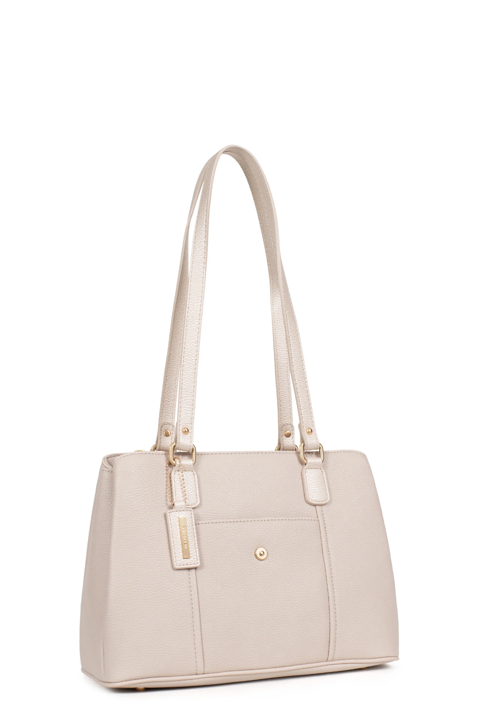 BORSA A SPALLA CON 2 MANICI COLORE GRIGIO ORO HEXAGONA LINEA  ABI