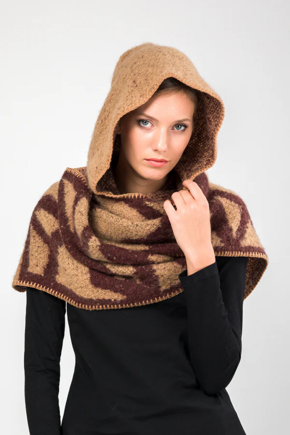 Sciarpa con cappuccio beige ANEKKE