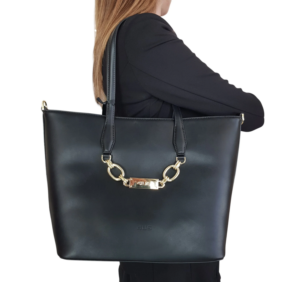 BORSA SHOPPER NERA 4US CESARE PACIOTTI 4US WHITNEY