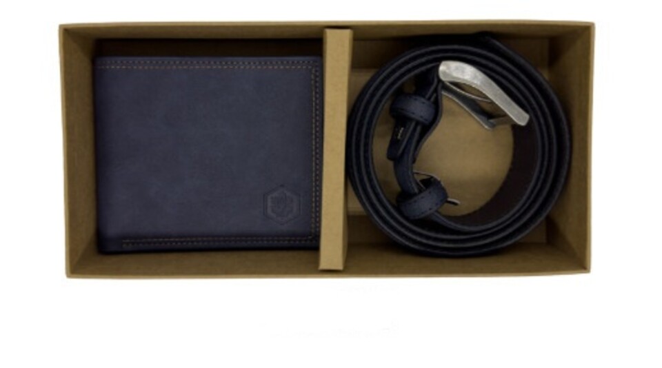 Parure portafoglio e cintura blu lumberjack BATCH