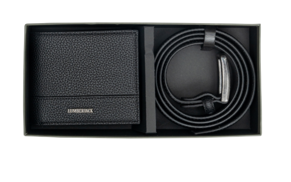 Parure portafoglio e cintura Nero lumberjack THIAGO