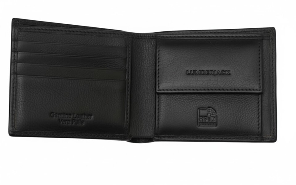 PORTAFOGLIO PELLE  UOMO NERO lumberjack LINEA DOVER