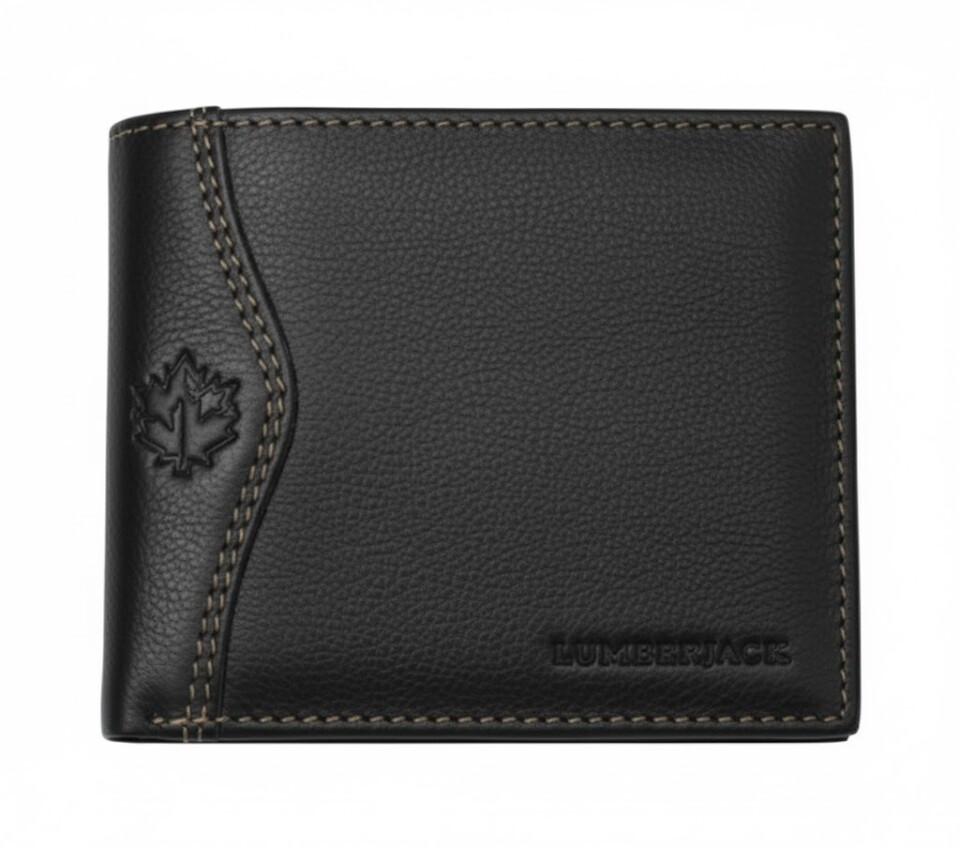 PORTAFOGLIO PELLE  UOMO NERO CON RIBALTINA lumberjack LINEA DOVER