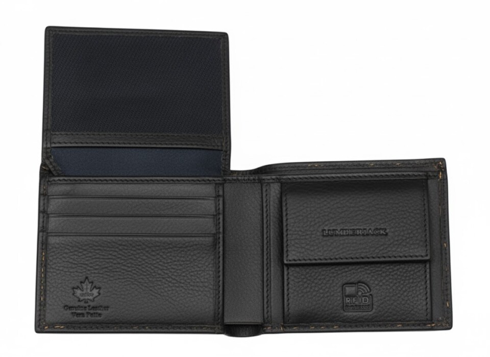 PORTAFOGLIO PELLE  UOMO SMALL  NERO CON RIBALTINA lumberjack LINEA PICASSO