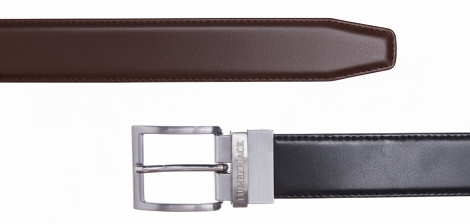CINTURA UOMO PELLE DOUBLE FACE  NERA-BLU  3.5 cm  LKP04MBE3635-K1 lumberjack LINEA BELTS