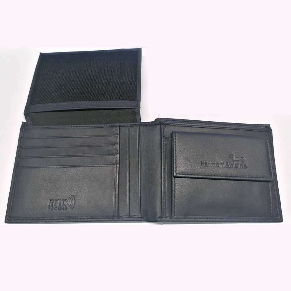 PORTAFOGLIO PELLE  UOMO BLU CON RIBALTINA Harmont & Blaine LINEA PABLO