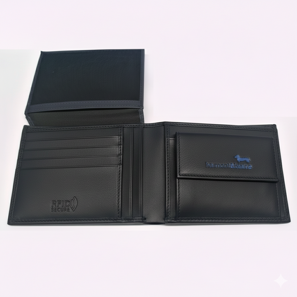 Copia di PORTAFOGLIO PELLE  UOMO NERO CON RIBALTINA Harmont & Blaine LINEA PABLO