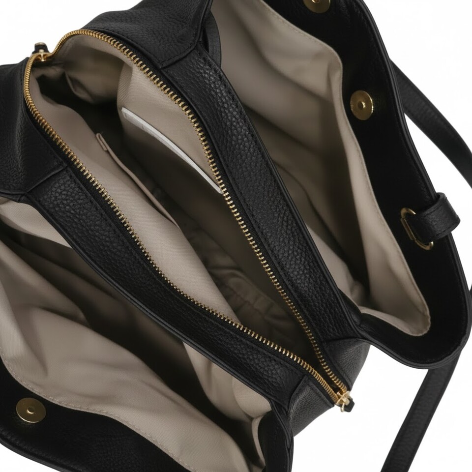 BORSA SHOPPER  CON TRACOLLA NERO Caleidos linea pelle