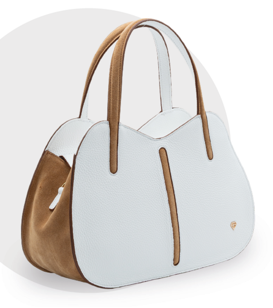 BORSA A MANO IN PELLE BIANCA  CON TRACOLLA Caleidos linea pelle