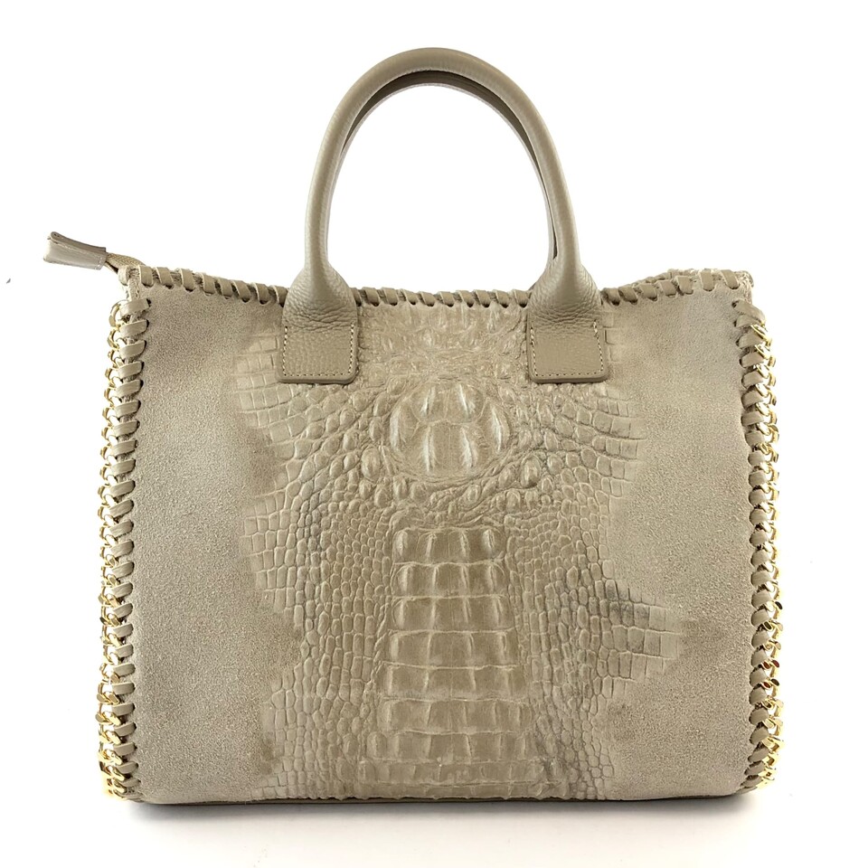 BORSA  SHOPPER PELLE CROCO COLLECTION MAXI MESSIE COCCO SUEDE