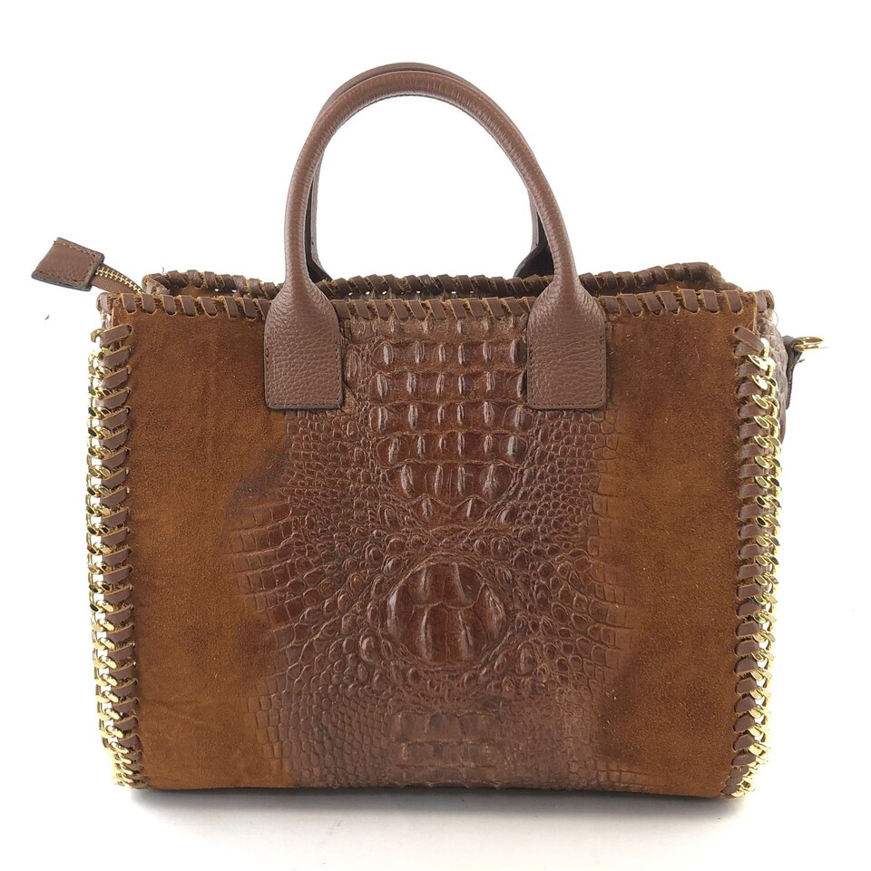 BORSA  SHOPPER PELLE CROCO COLLECTION MAXI MESSIE COCCO SUEDE