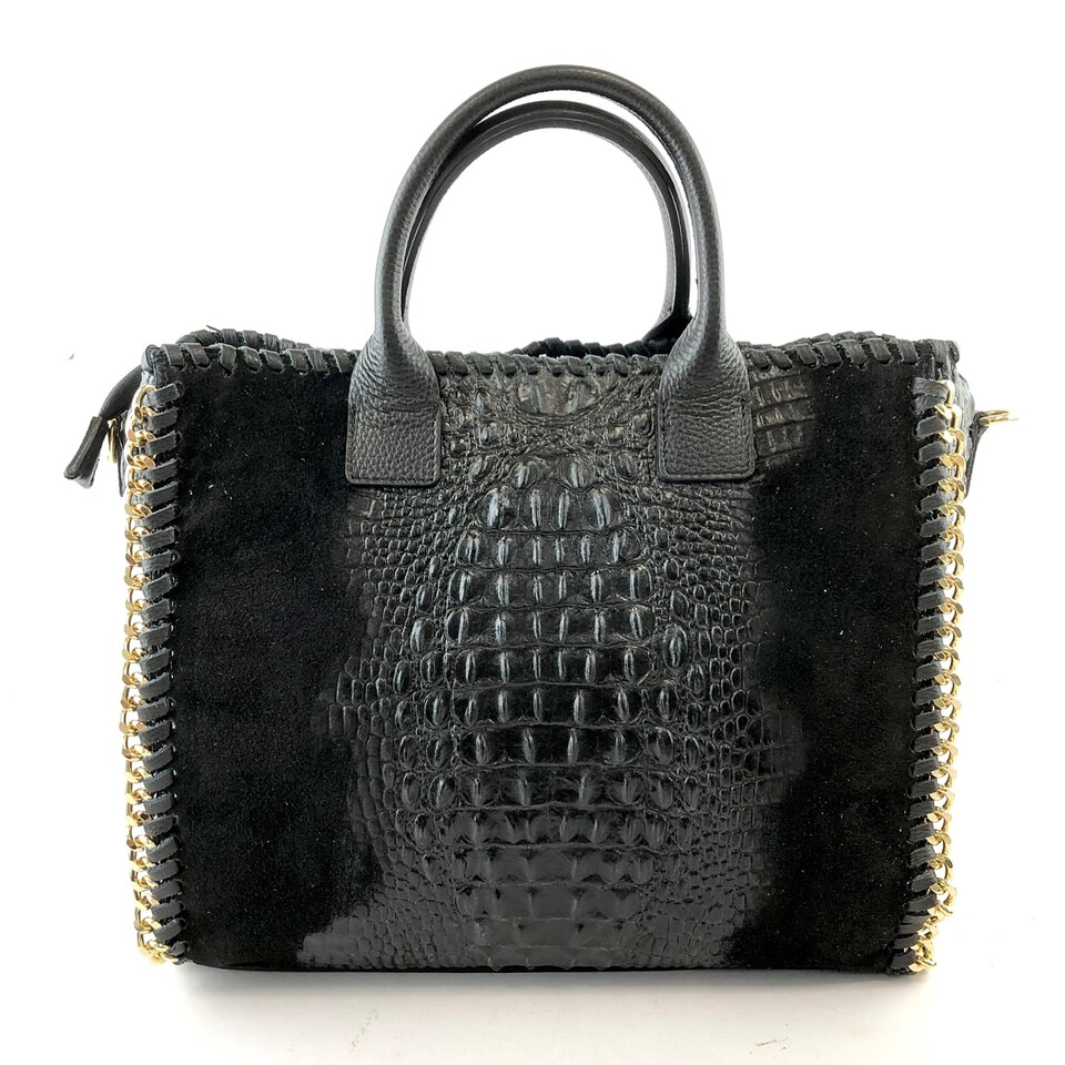 BORSA  SHOPPER PELLE CROCO COLLECTION MAXI MESSIE COCCO SUEDE