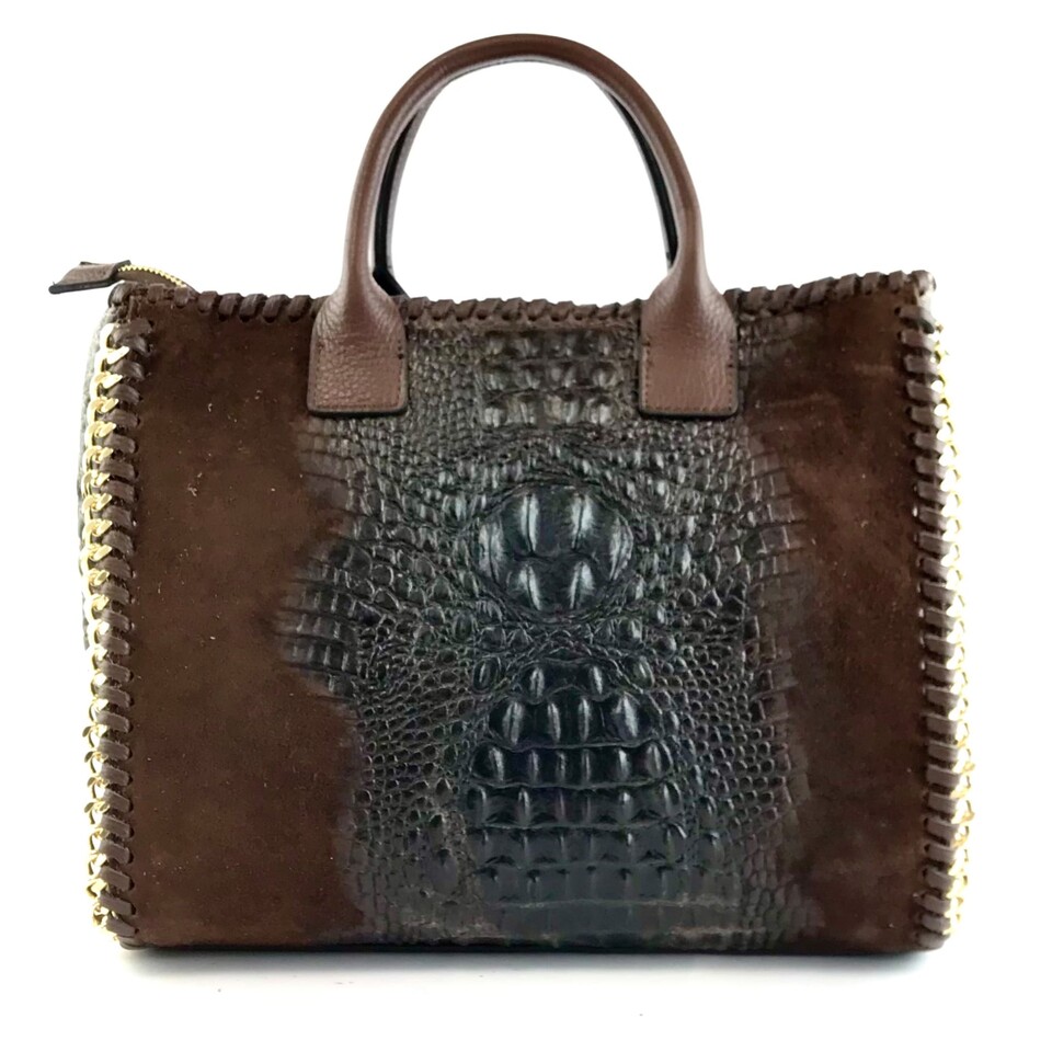 BORSA  SHOPPER PELLE CROCO COLLECTION MAXI MESSIE COCCO SUEDE