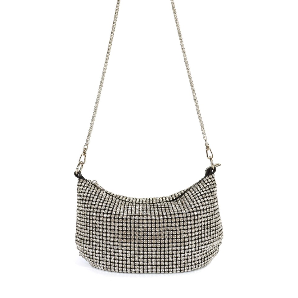 BORSA  A TRACOLLA   ARGENTO STRASS DUDLIN