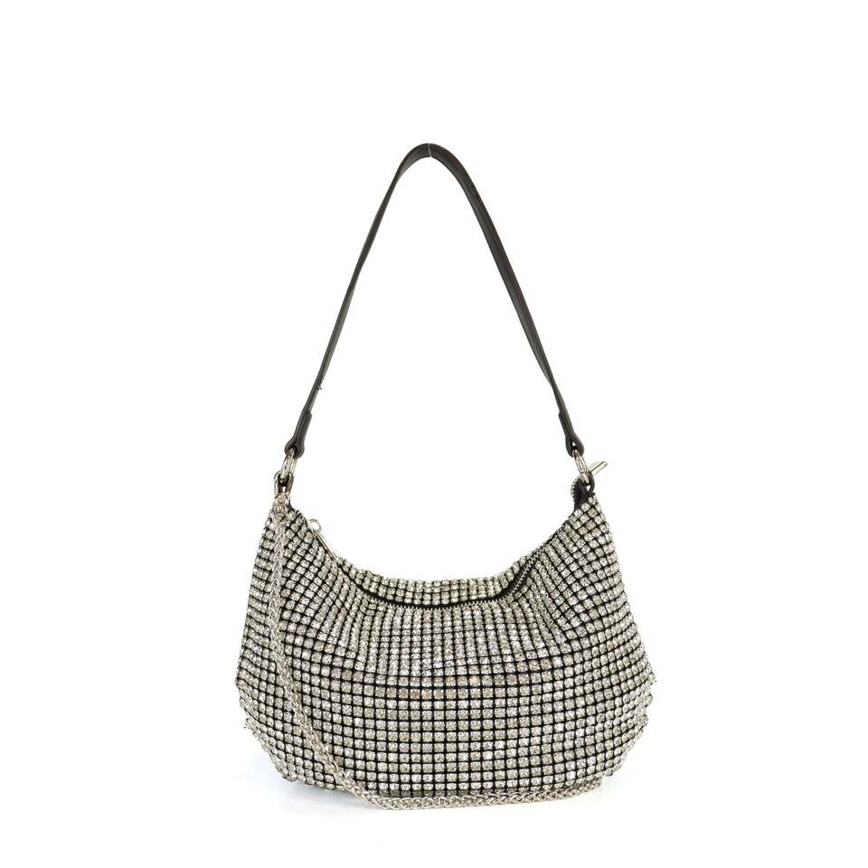 BORSA  A TRACOLLA   ARGENTO STRASS DUDLIN