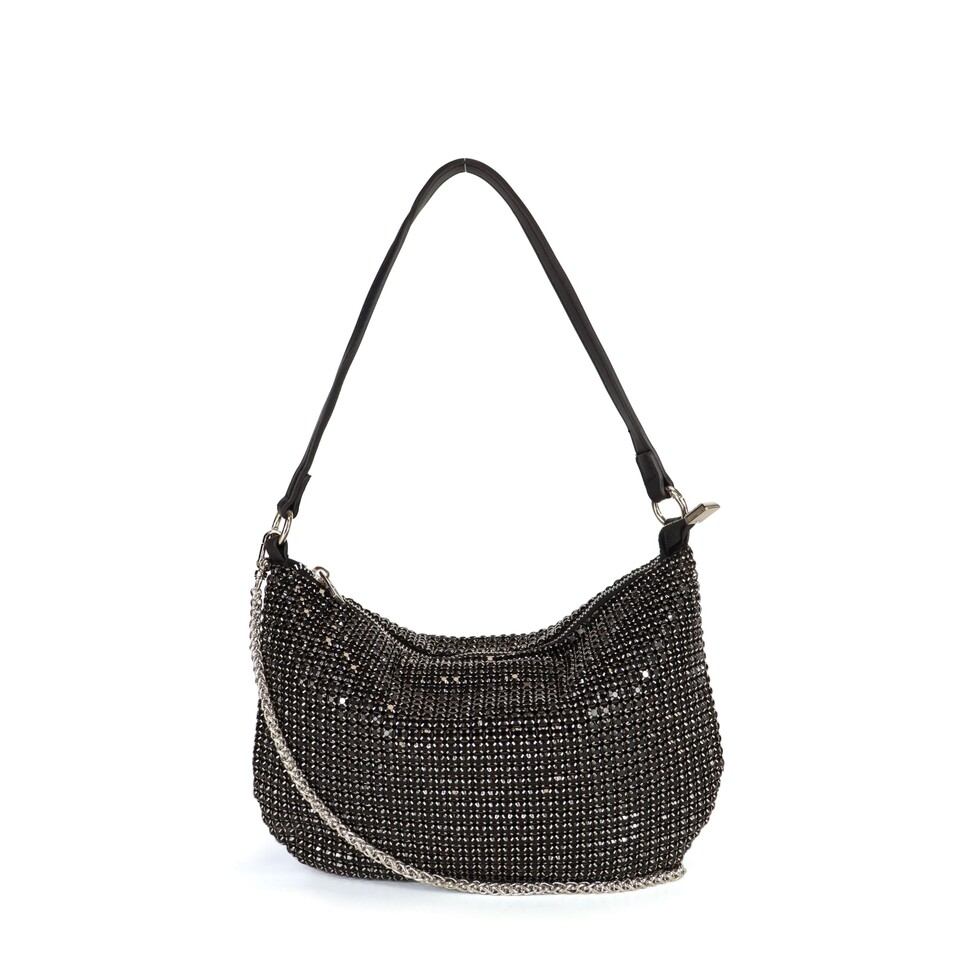 BORSA  A TRACOLLA  STRASS NERA DUDLIN