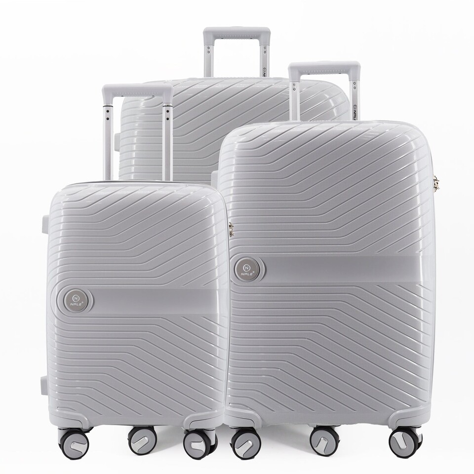 Set 3 trolley grande - medio - cabina-cabina espadibile grigio chiaro NPLE Linea SOLID