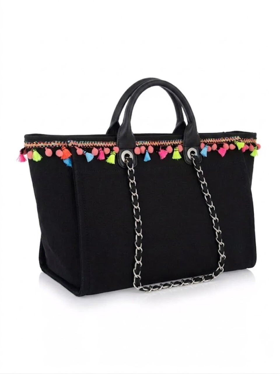 BORSA SHOPPER TESSUTO CANVAS  NERA PASHBAG LINEA BEACH