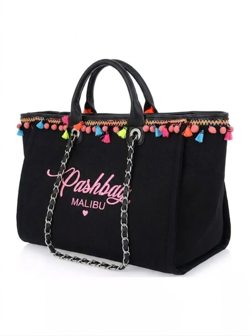 BORSA SHOPPER TESSUTO CANVAS  NERA PASHBAG LINEA BEACH