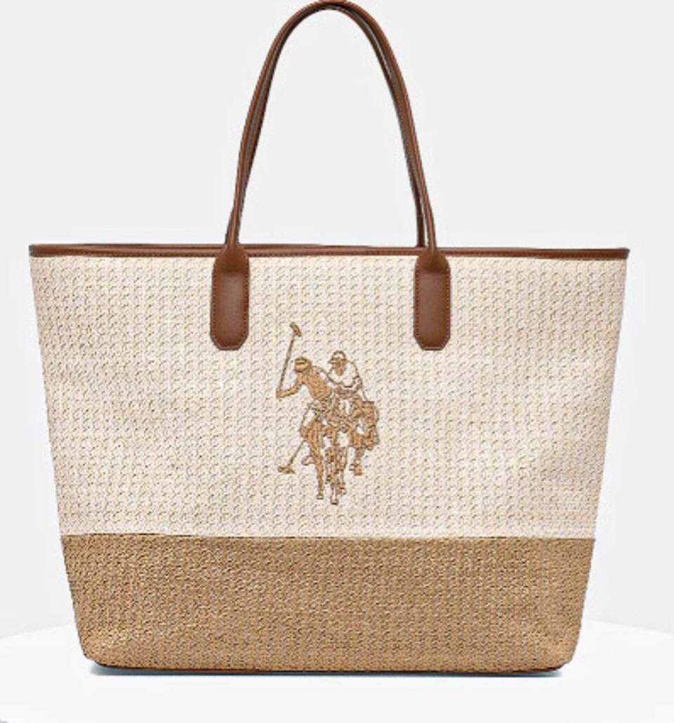 BORSA SHOPPER  INTRECCIATA RAFIA BEU2P8695WP U.S. POLO ASSN. LINEA POOL PARTY