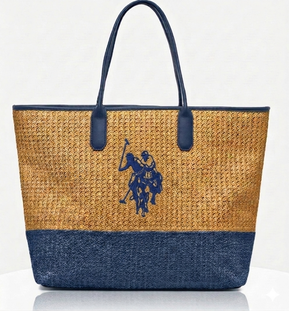 BORSA SHOPPER  INTRECCIATA RAFIA BEU2P8695WP U.S. POLO ASSN. LINEA POOL PARTY