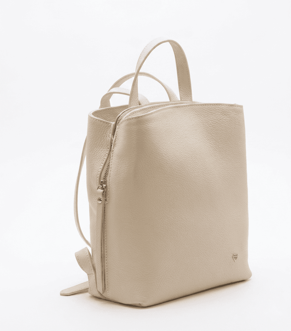 BORSA A ZAINO 3 SCOMPARTI  IN  PELLE BEIGE Caleidos PELLE