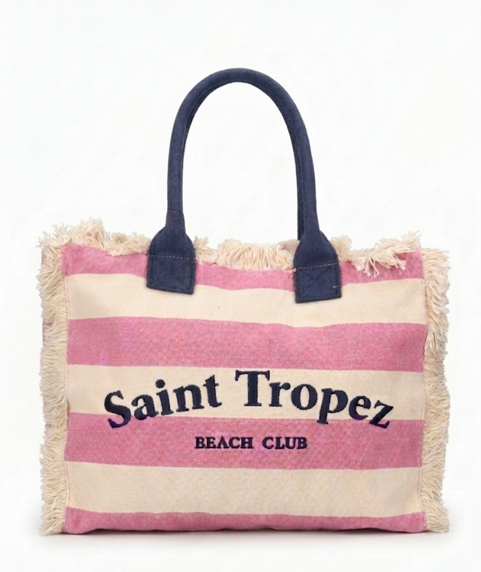 BORSA SHOPPER MARE  TESSUTO CANVAS PINK ROSA KUVE linea HORIZON STRIPE