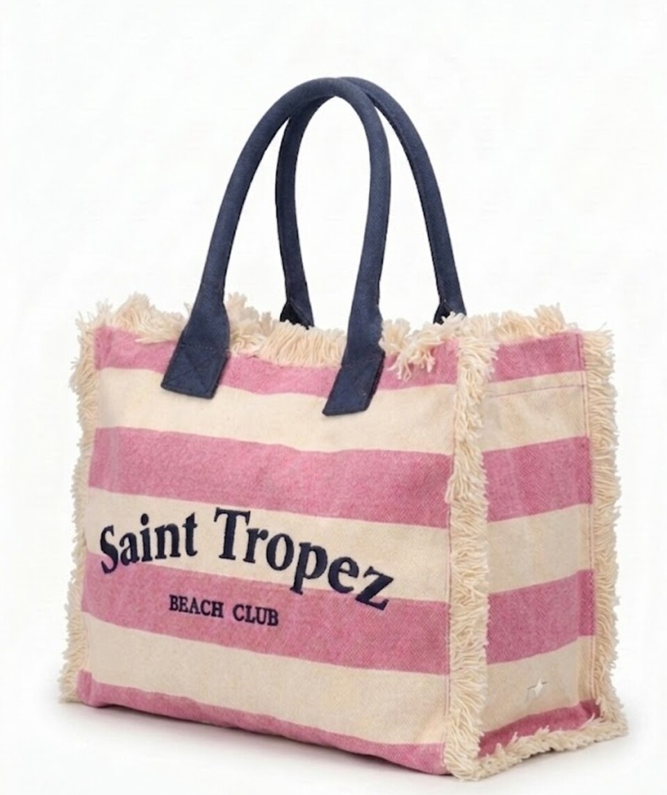 BORSA SHOPPER MARE  TESSUTO CANVAS PINK ROSA KUVE linea HORIZON STRIPE