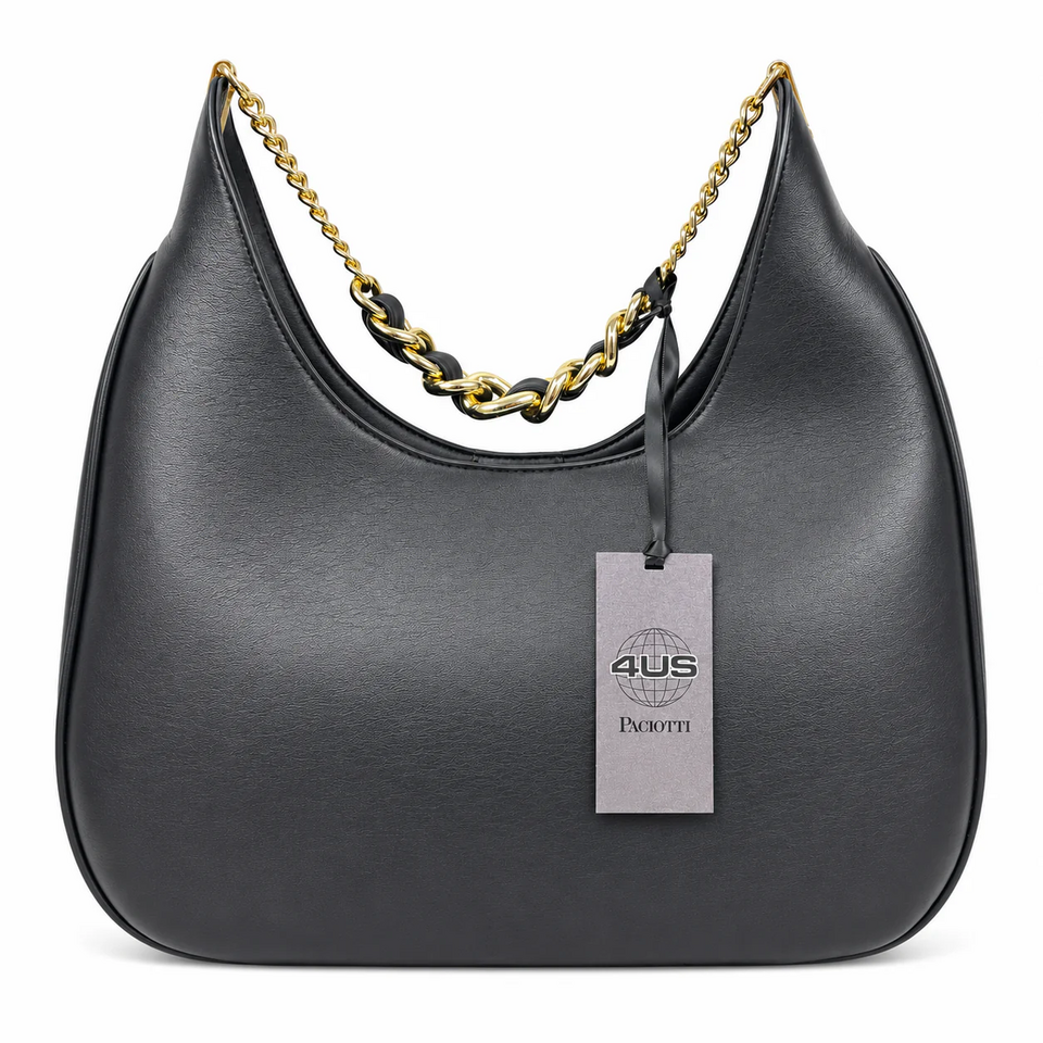 Borsa a tracolla Hobo nero 4US CESARE  PACIOTTI LINEA TESS