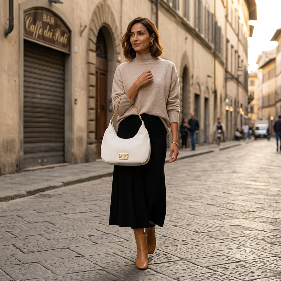 Borsa a tracolla Hobo  Bianco 4US CESARE  PACIOTTI LINEA TESS