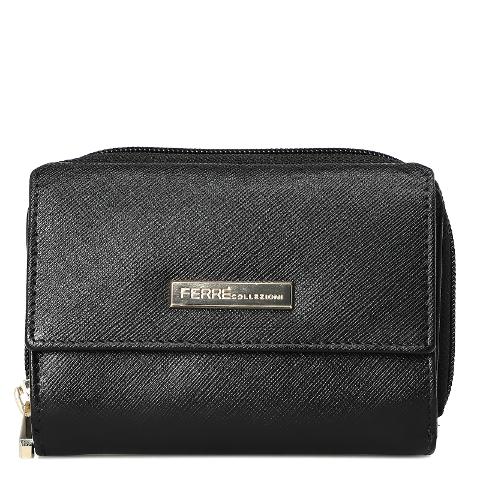 Portafoglio Donna nero  saffiano in Pelle Linea pelle FERRE'