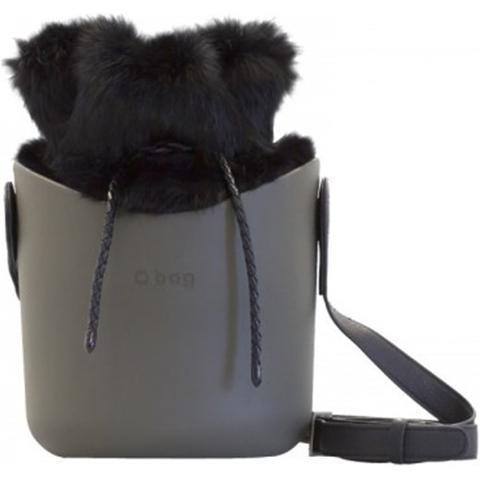 O Basket sacca con bordo eco pelliccia nera Linea O-basket O Bag