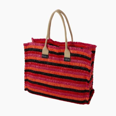 Borsa cabas in rafia con manico Beach collection O Bag